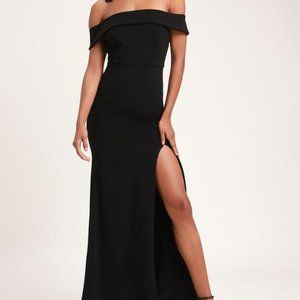 Lulus Black Off-the-Shoulder Maxi Dress Size S #42